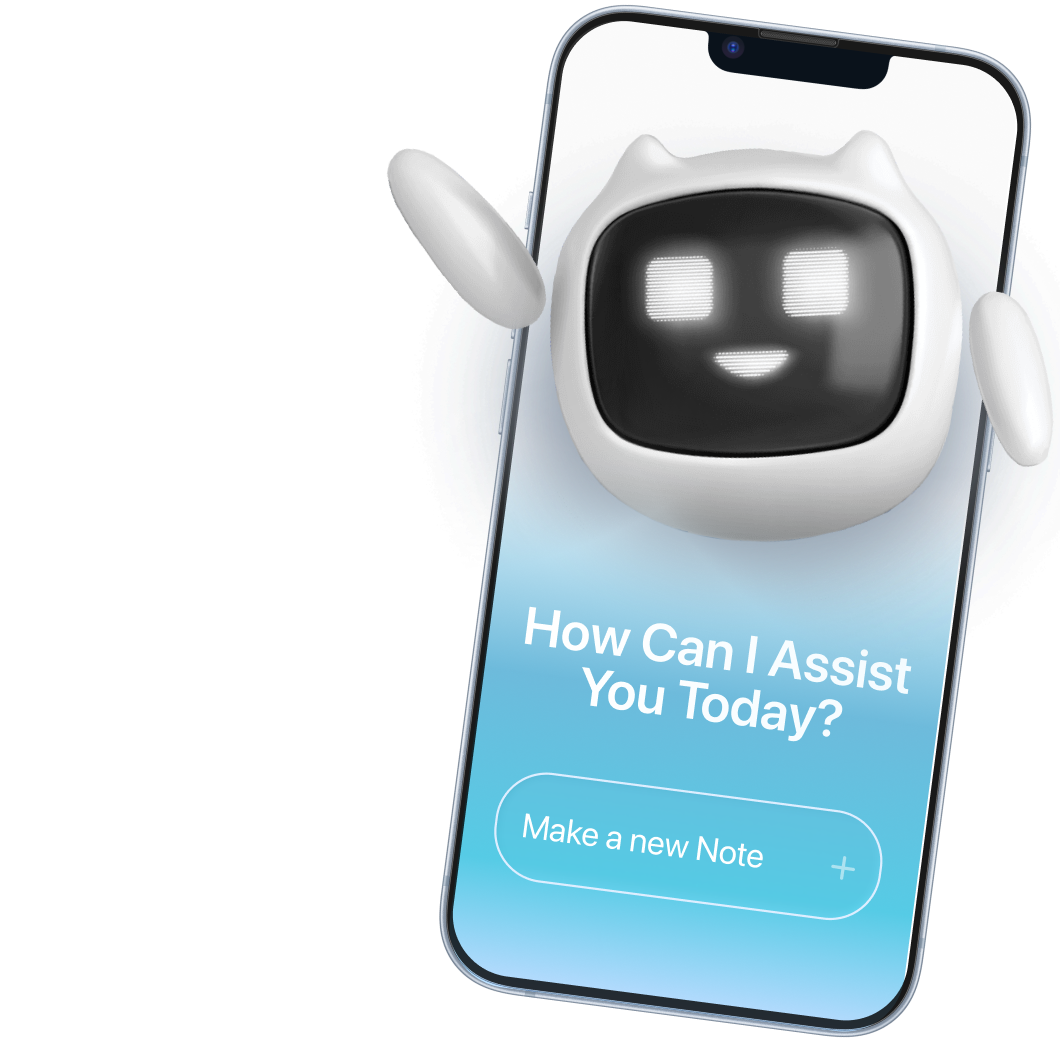 AI assistant on smartphone with health icons — watch, stethoscope, heart